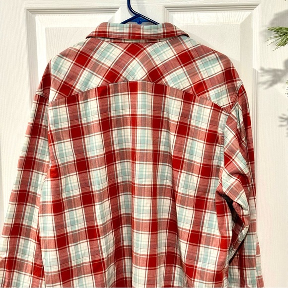 WRANGLER MENS Long Sleeve Red White Blue Plaid Western Button Shirt SIZE 2XL - Picture 8 of 9